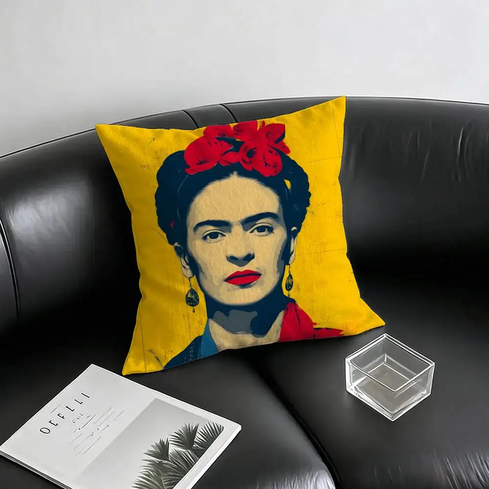 Artist Frida Kahlo Cushion Cover Natural Linen Pillowcase Set, All-in-One Decor for Sofa, Bedroom & Chair