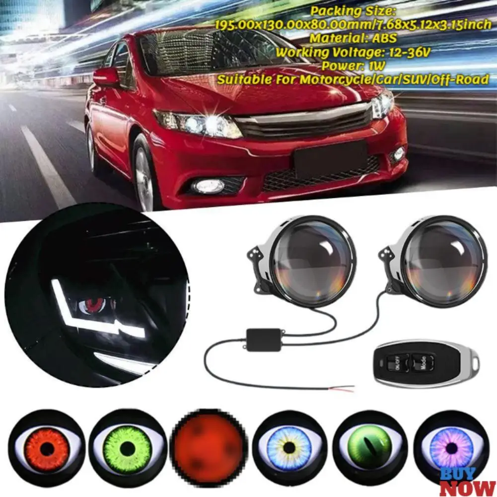 Trendy Dynamic LED Car Headlights Devil Eye LED Light Cool Decoration Remote Control Assembly Modified Eagle Eye Light Accessori