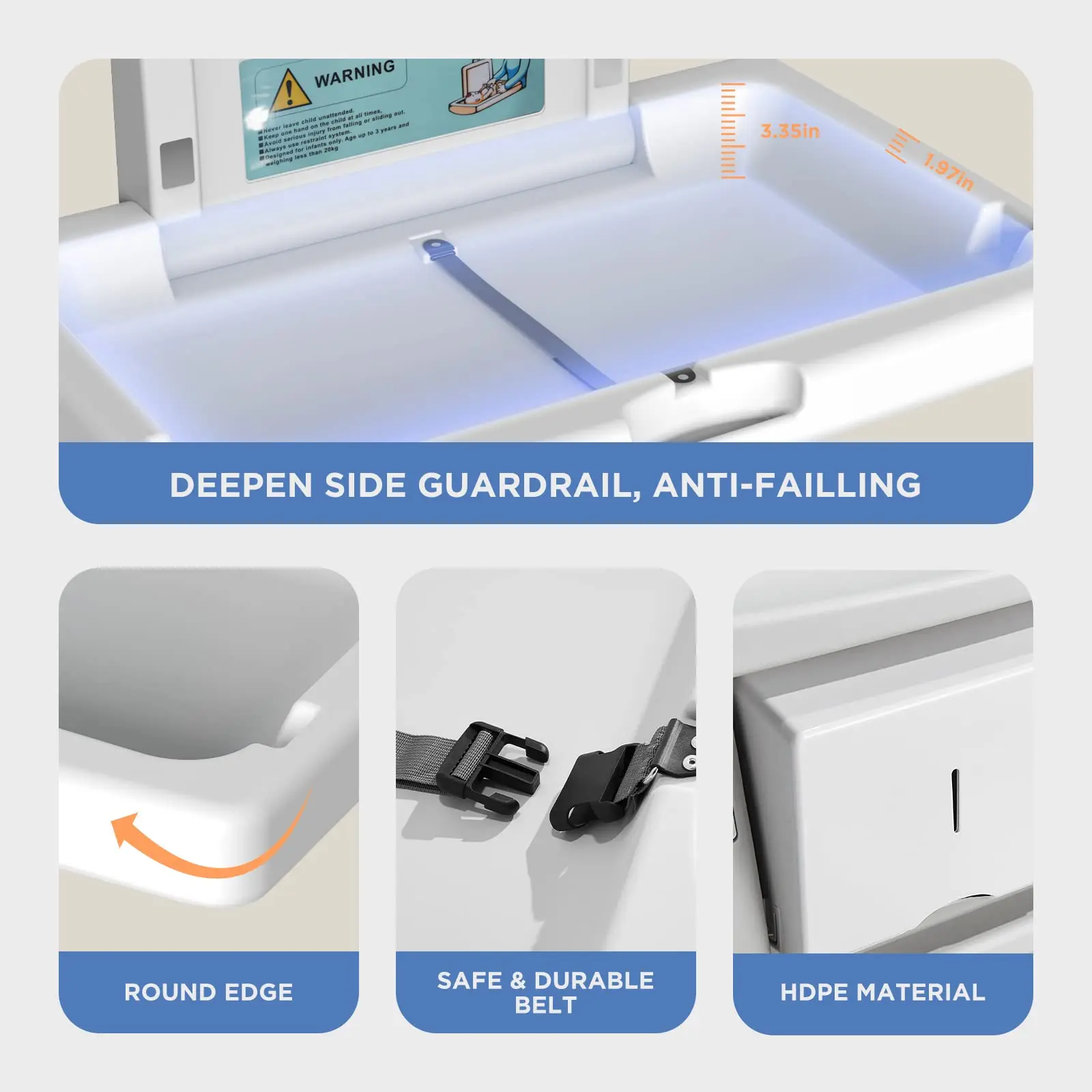 Interhasa! Station de Proxy Murale Commerciale pour Bébé, avec Sangle de Sécurité Réglable