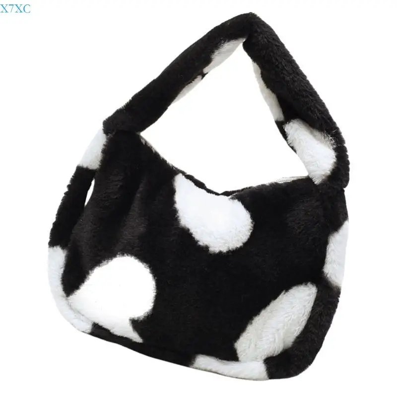 

X7XC Повседневная плюшевая женская сумка в форме сердца, удобная и модная сумка для переноски