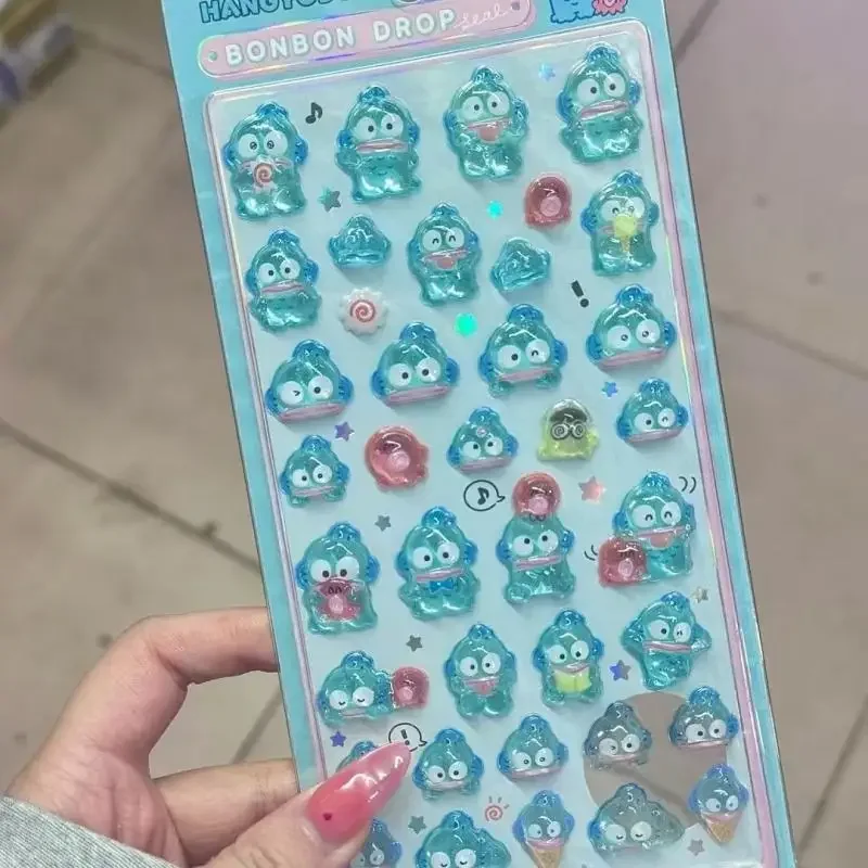 Kawaii Sanrio Hangyodon Cartoon 3D Relief Cute Jelly Stickers Ragazze Adesivo decorativo Periferico creativo Regali di compleanno