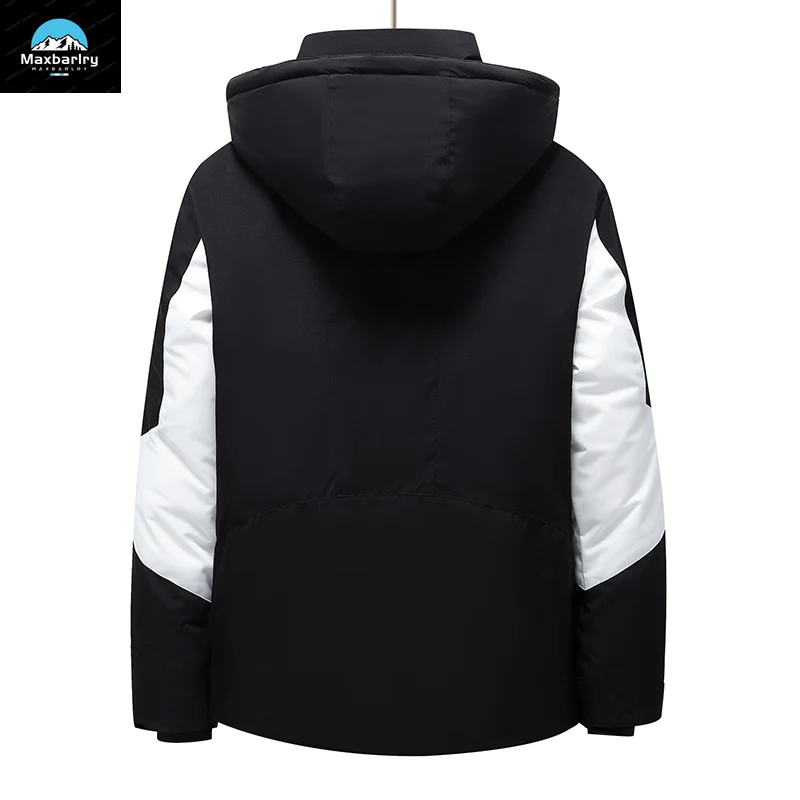 Chaqueta acolchada de retales para hombre, abrigo grueso y cálido de plumón de pato blanco a prueba de viento, Parka para exteriores, invierno, 2021