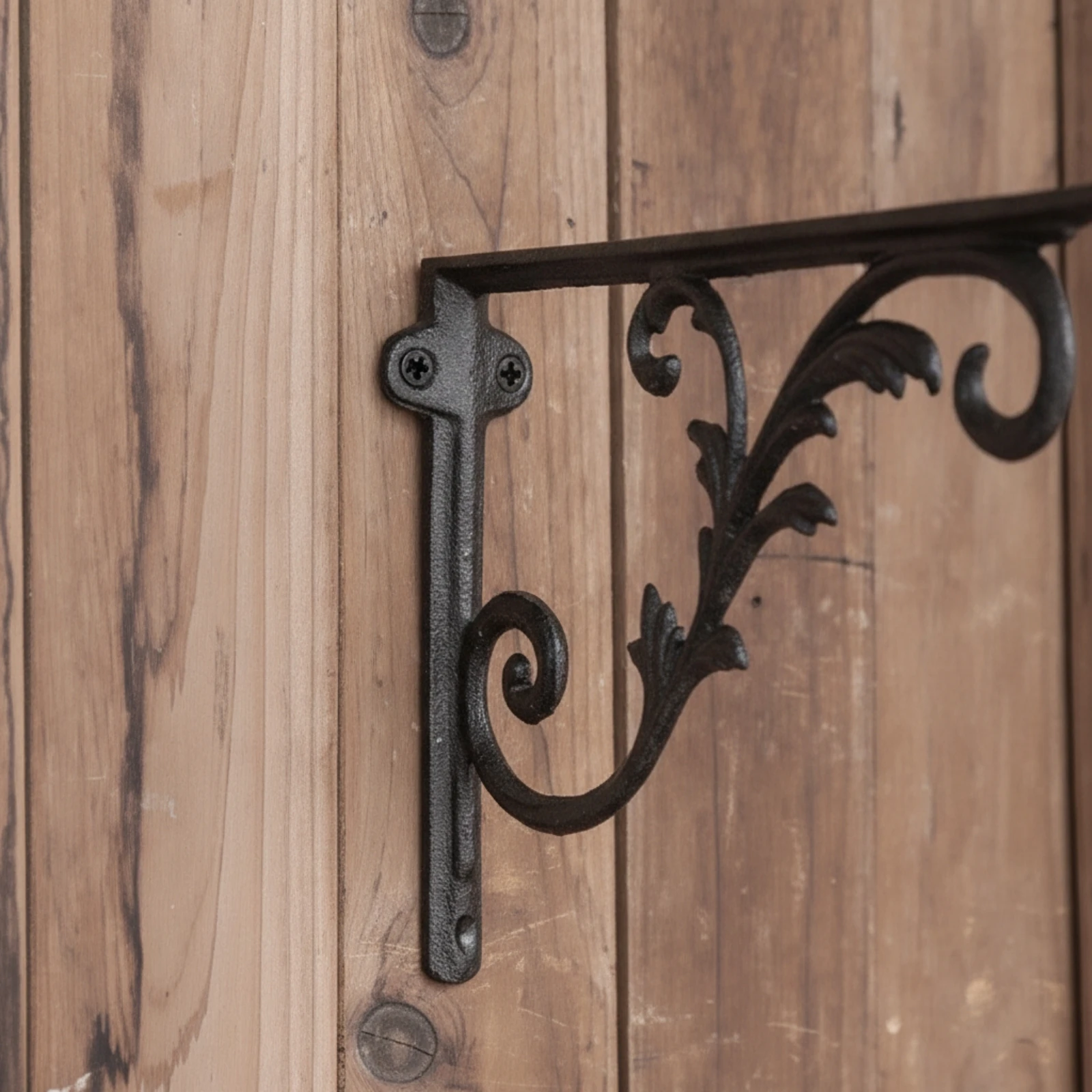 Decorative Shelf Brackets Rustic Cast Iron Bracket Corbel Heavy Duty Hardware Vine Design for DIYers, Living Room, Entryway