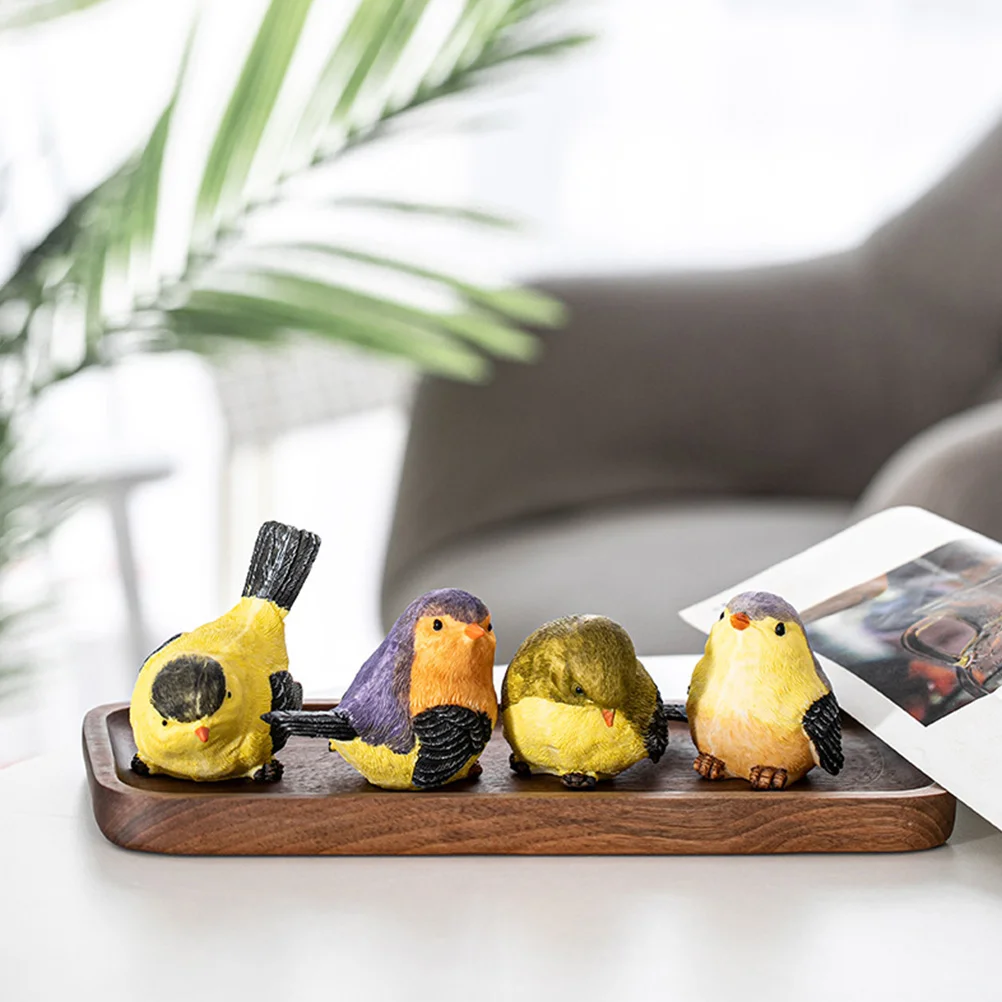 4 Pcs Decoration Yard Ornament Kids Toys Puzzle Creative Adornment Resin Simulation Bird Child Outdoor for