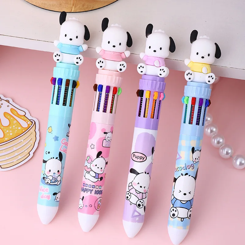 4 buah/lot Kawaii Sanrio Pochacco pulpen pena Cute10 warna rol bola pena sekolah kantor perlengkapan menulis