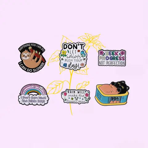 Don't Let Ruin Your Enamel Pin Cartoon Rainbow English Phrase Metal Badge Brooch For Children And Friends Jewelry Gift Wholesale