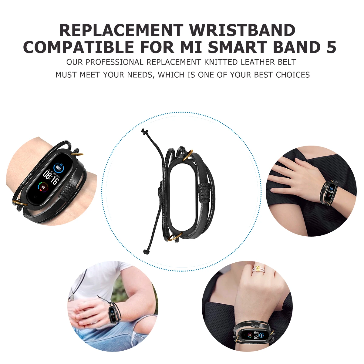

5pcs Replacement Woven For Mi Smart Band 5 Quick Release Connector Durable Rubber Strap Environmentally Friendly