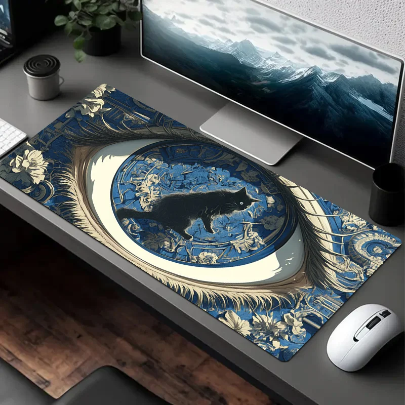 

Retro court style black cat Persian design mouse pad rubber anti slip computer desktop pads thick keyboard PC accessories