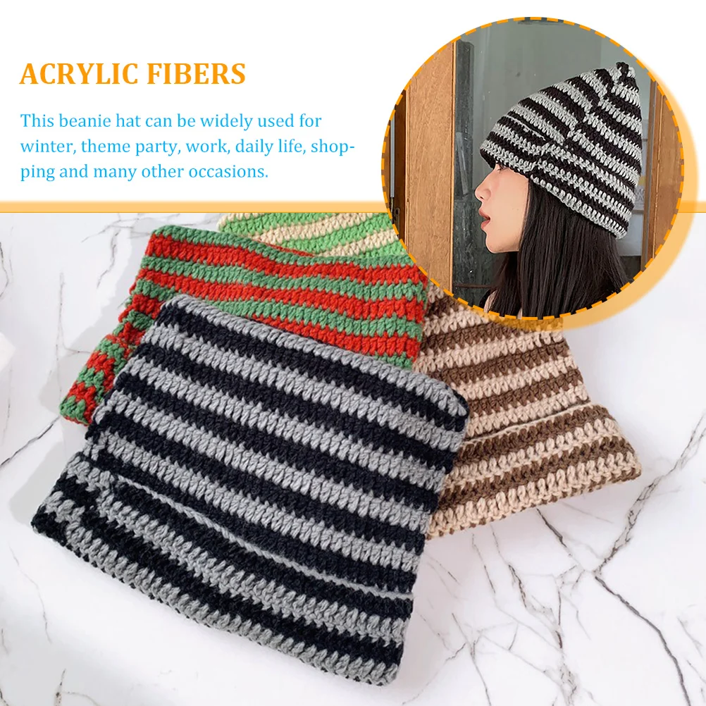 

Cat Ear Beanie Hat for Women Warm Knitted Retro Yarn Caps Winter Hats Female Outdoor Fashionable Breathing