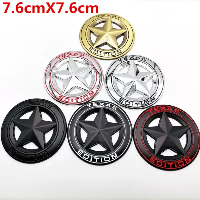 New Metal TEXAS EDITION Shield Pentagram Emblem Badge Car Fender Side Tail Body Sticker for JEEP Wrangler Liberty Grand Cherokee