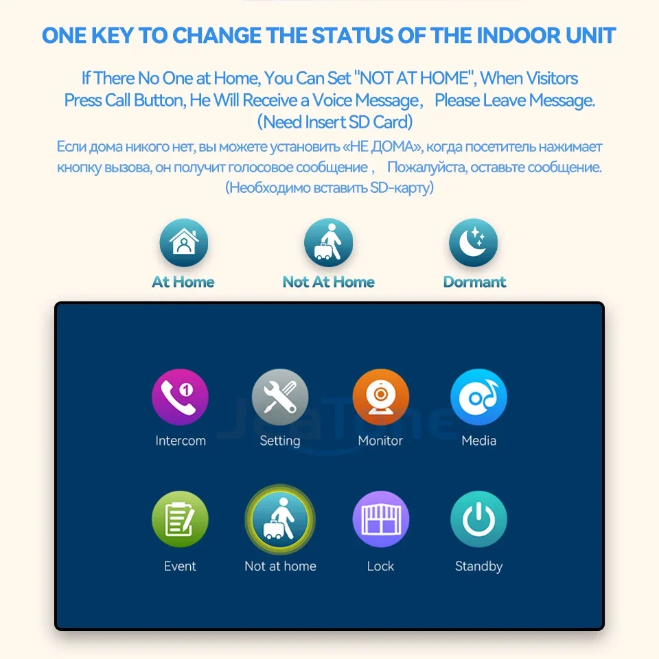 Jeatone interkom Video WiFi, 2 buah monitor layar sentuh 10 inci dengan kabel tombol kode RFID, interkom untuk apartemen