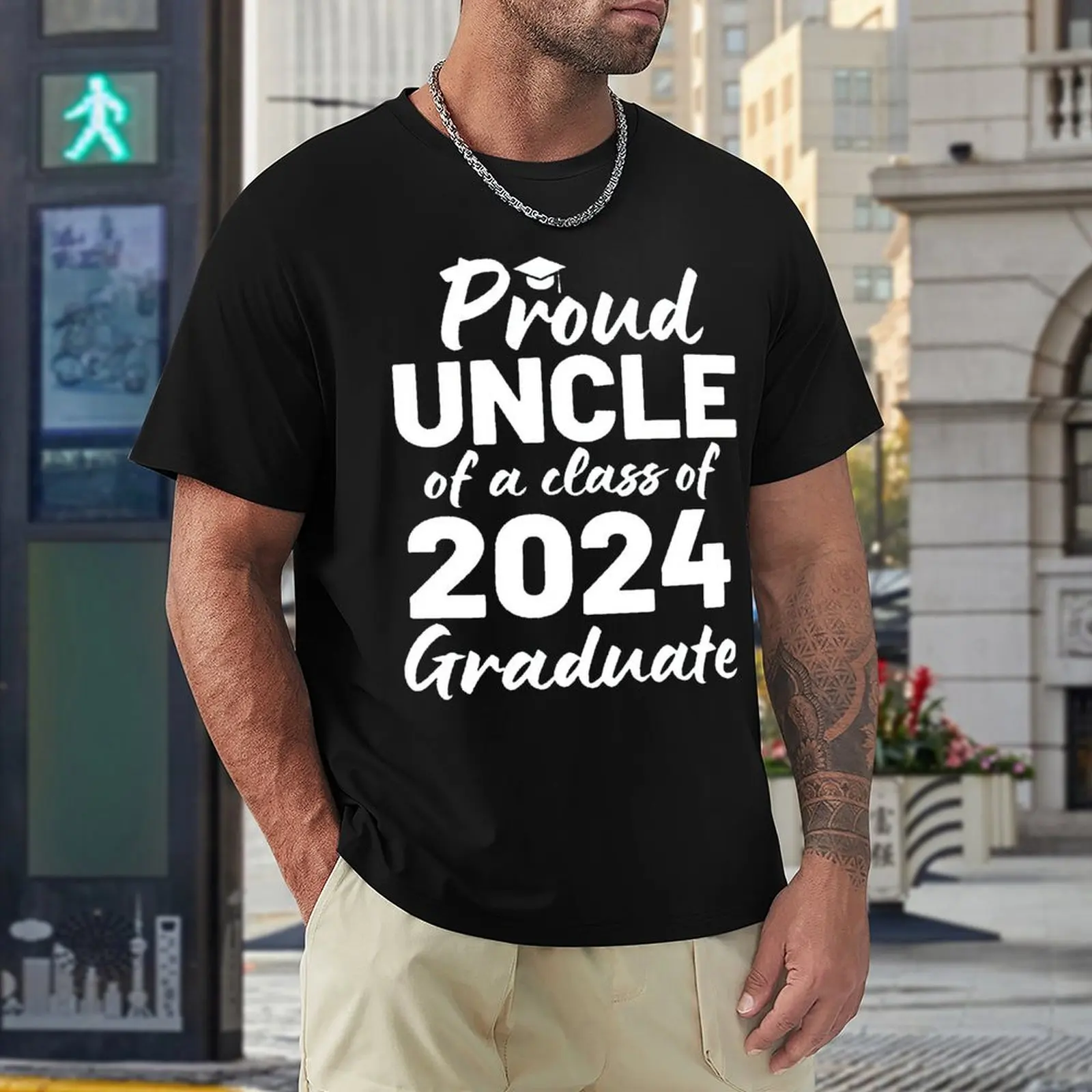 Lehrer tag stolzer Onkel einer Klasse von 2024 Absolvent T-Shirt frische Bewegung Humor Grafik T-Shirt Hipster Freizeit eur Größe