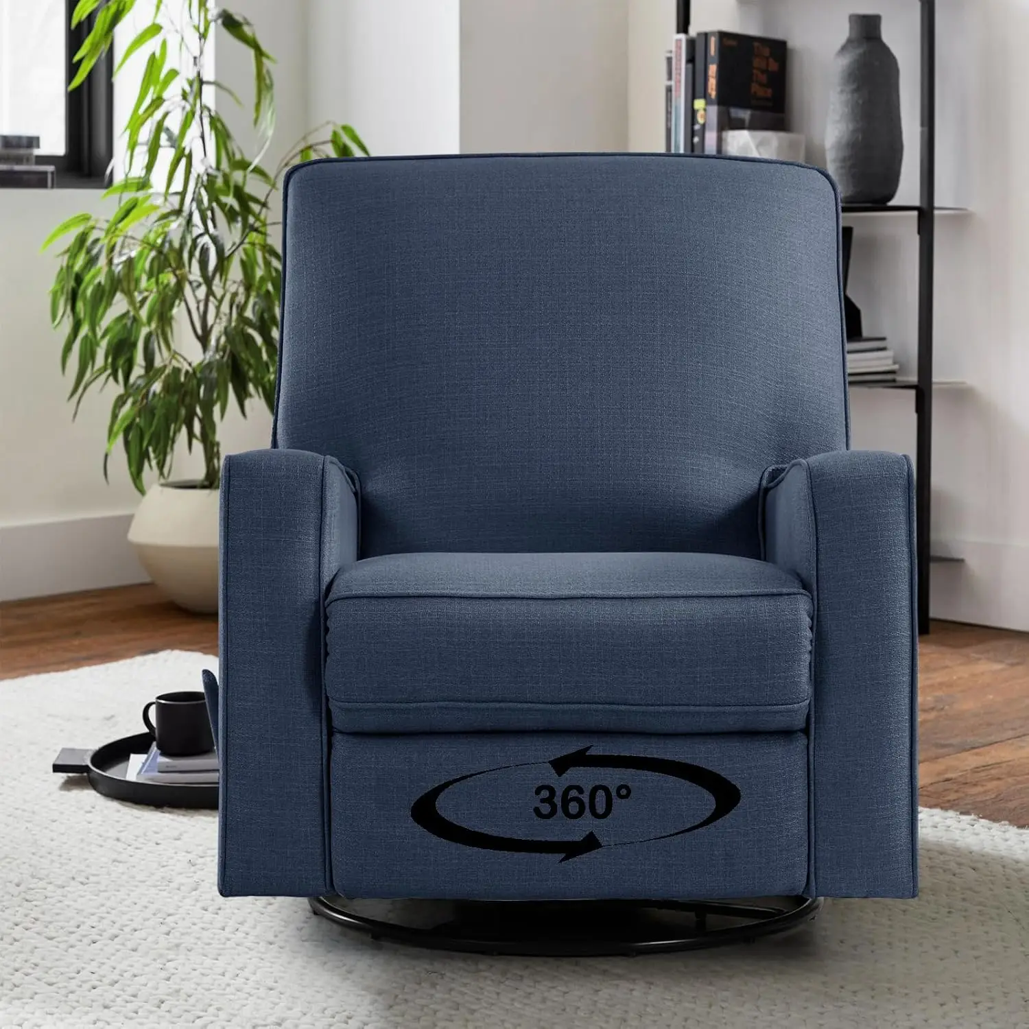 Swivel Rocker Recliner Chair, Glider Rocker Recliner, Rocking Chair Nursery, Fabric Chair with High Back, Deep Seat