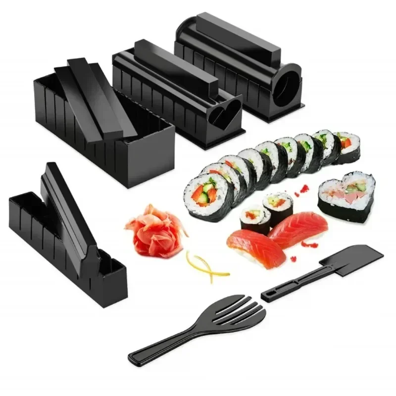 

Sushi Rice Ball Making Kits with Rice Spoon DIY Square Triangle Heart Sushi Making Mold Kitchen Handmade Food Tools 10Pcs/Sets