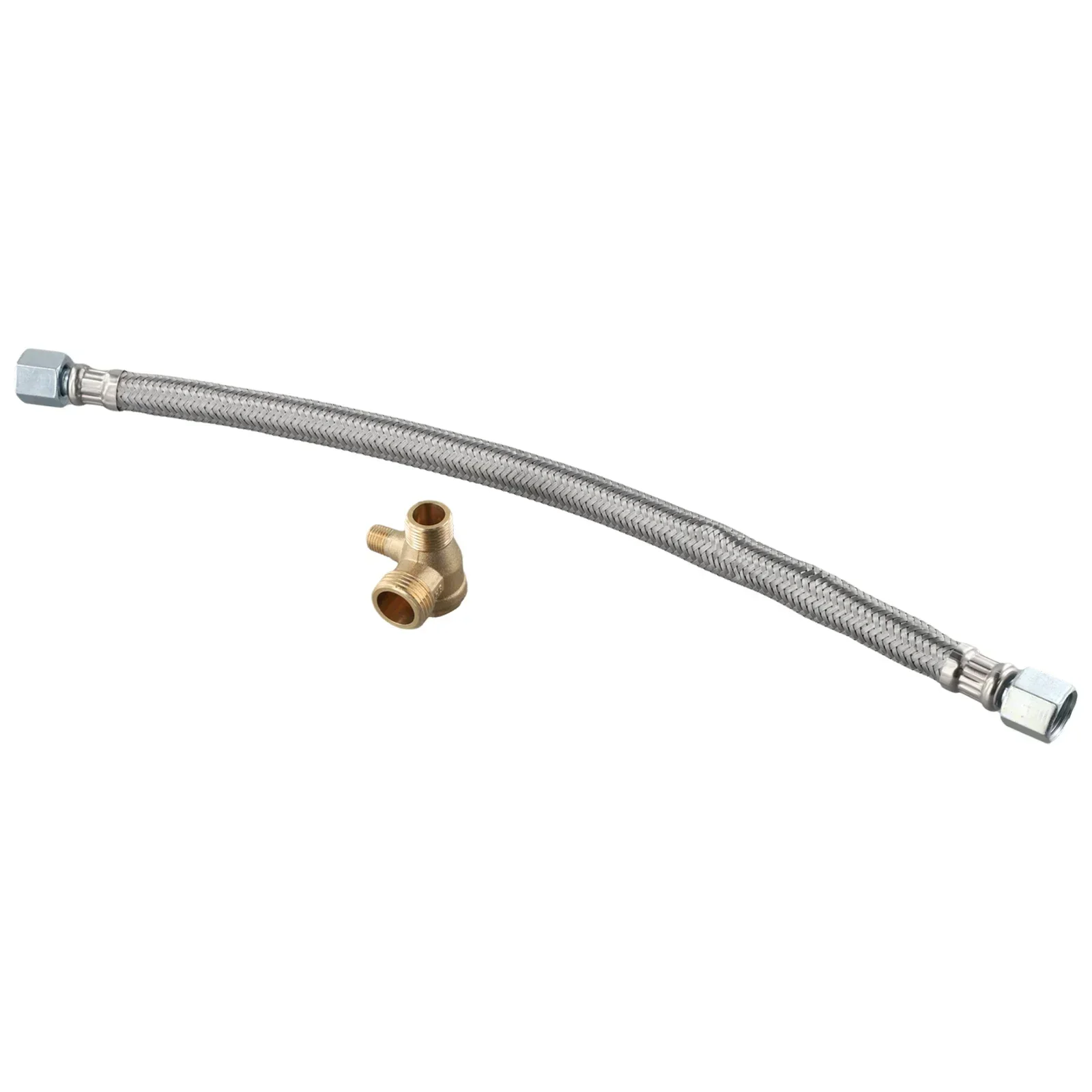 2pcs Air Compressor Check Valve 400mm Hex Nut Intake Tube With 3-Port Brass 20x16x10mm Replacement Accessories