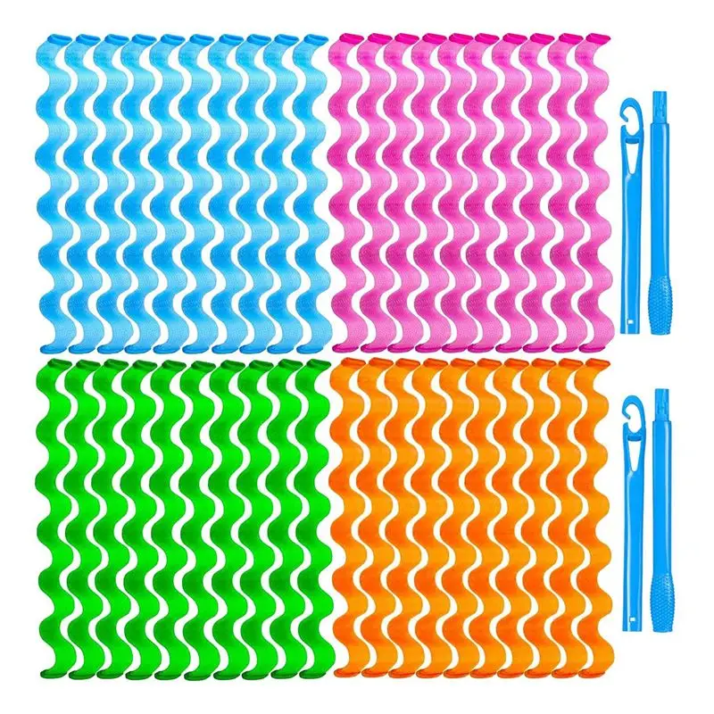 ABVI-40 PCS Heatless Waves Hair Curler, No Heat Damage Wavy Hair Curlers Polyester With 2 Sets Of Styling Hooks, Heatless Curls