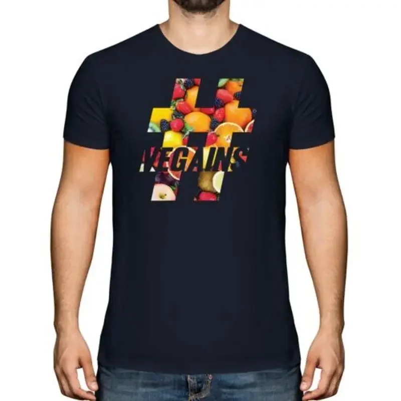 Hashtag Vegains Herren T-Shirt Geschenk Vegan Essen