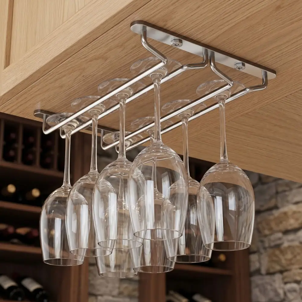304 Stainless Steel Wine Glass Rack Inverted Hanging High-End Wine Glass Hanger Light Luxury Premium Goblet Cabinet