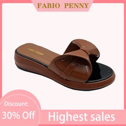 FABIO PENNY's latest stylish Luxury Women's comfortable pu Thick sole Fashion bow slippers