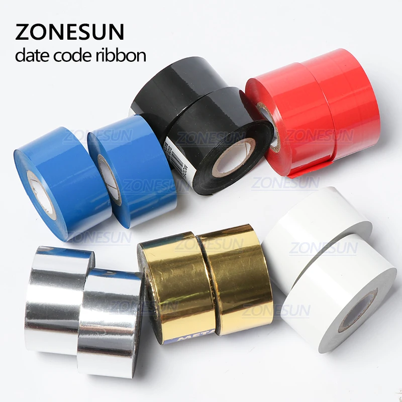 ZONESUN 30mm*100m Color Thermal Transfer Ribbon Roll for DY-8 241B Date Hot Foil Ribbon Coding Machine Lot Batch Number Printer