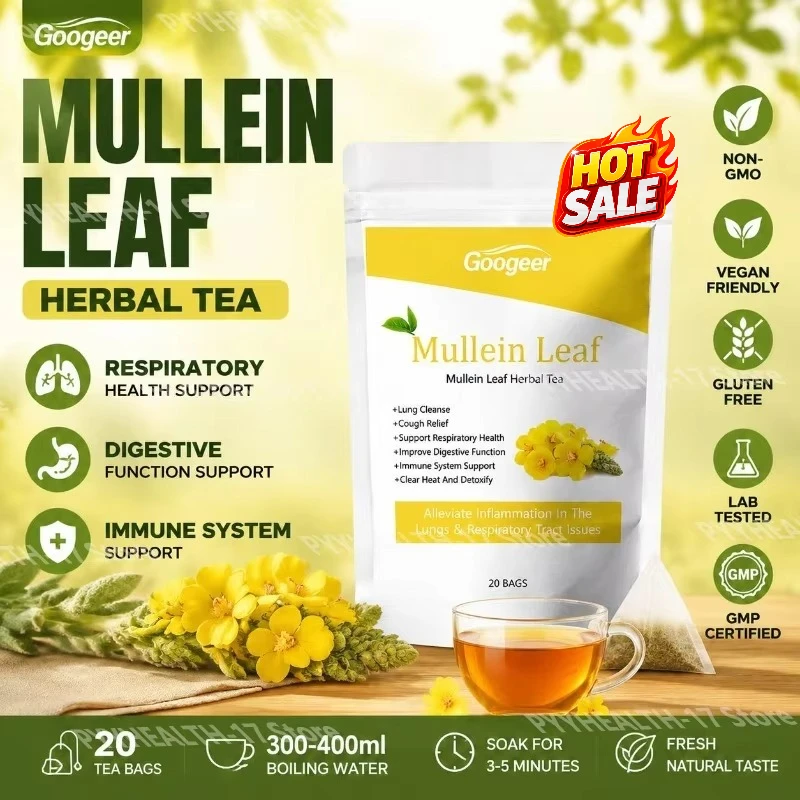 Googeer Mullein Leaf Herbal Tea Pure Natural Herbal Tea Caffeine Free Daily Wellness  for Men Women 20 Tea Bags