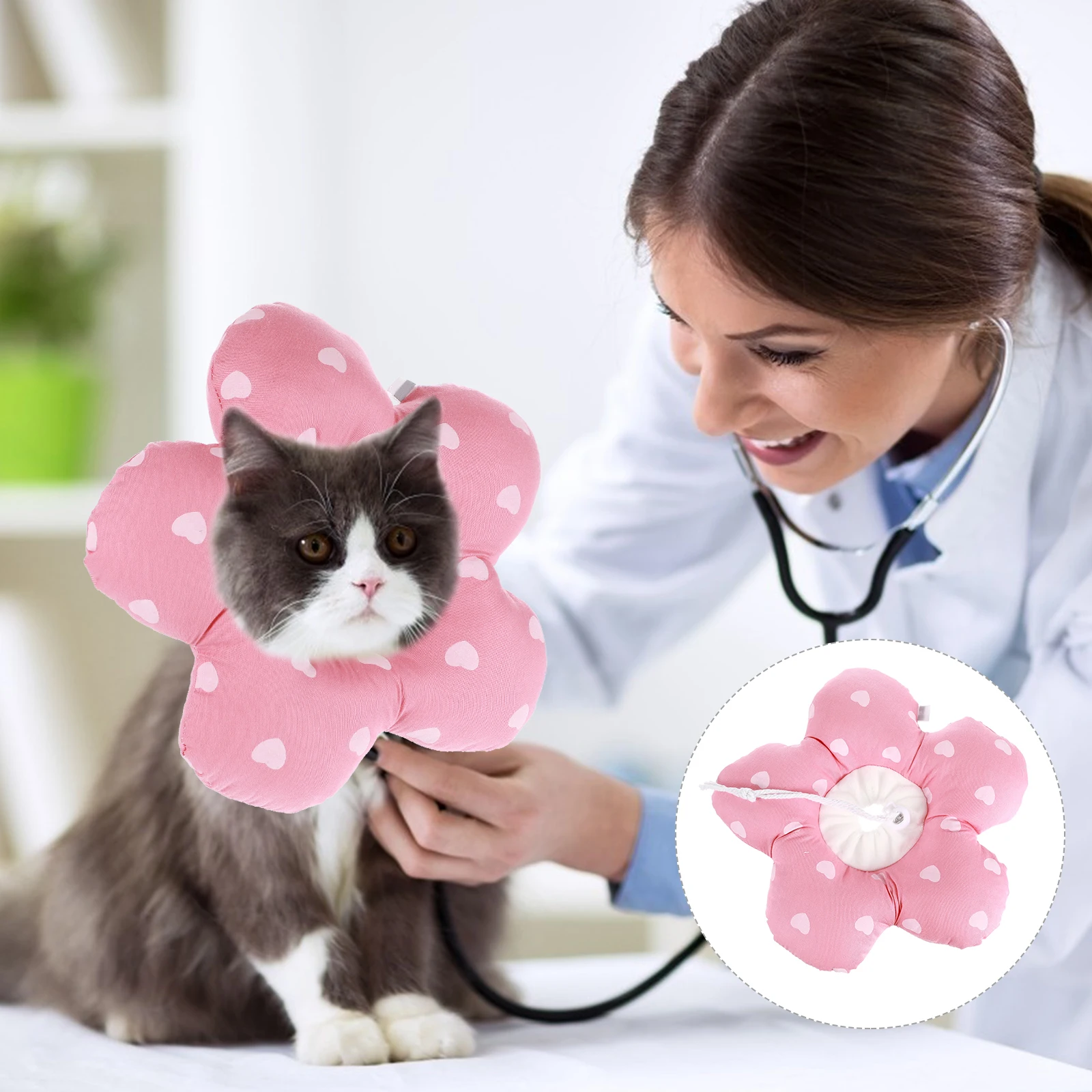 

Adorable Anti Bite Collar for Cats Dogs Surgery Recovery Comfortable Breathable Pet Cone PP Cotton Injury Prevention Large Size