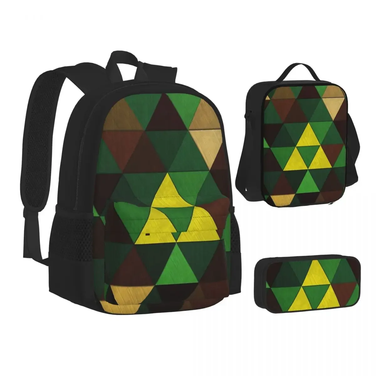 Triforce Quest Backpacks Boys Girls Bookbag Children School Bags Cartoon Kids Rucksack Lunch Bag Pen Bag Three-Piece Set