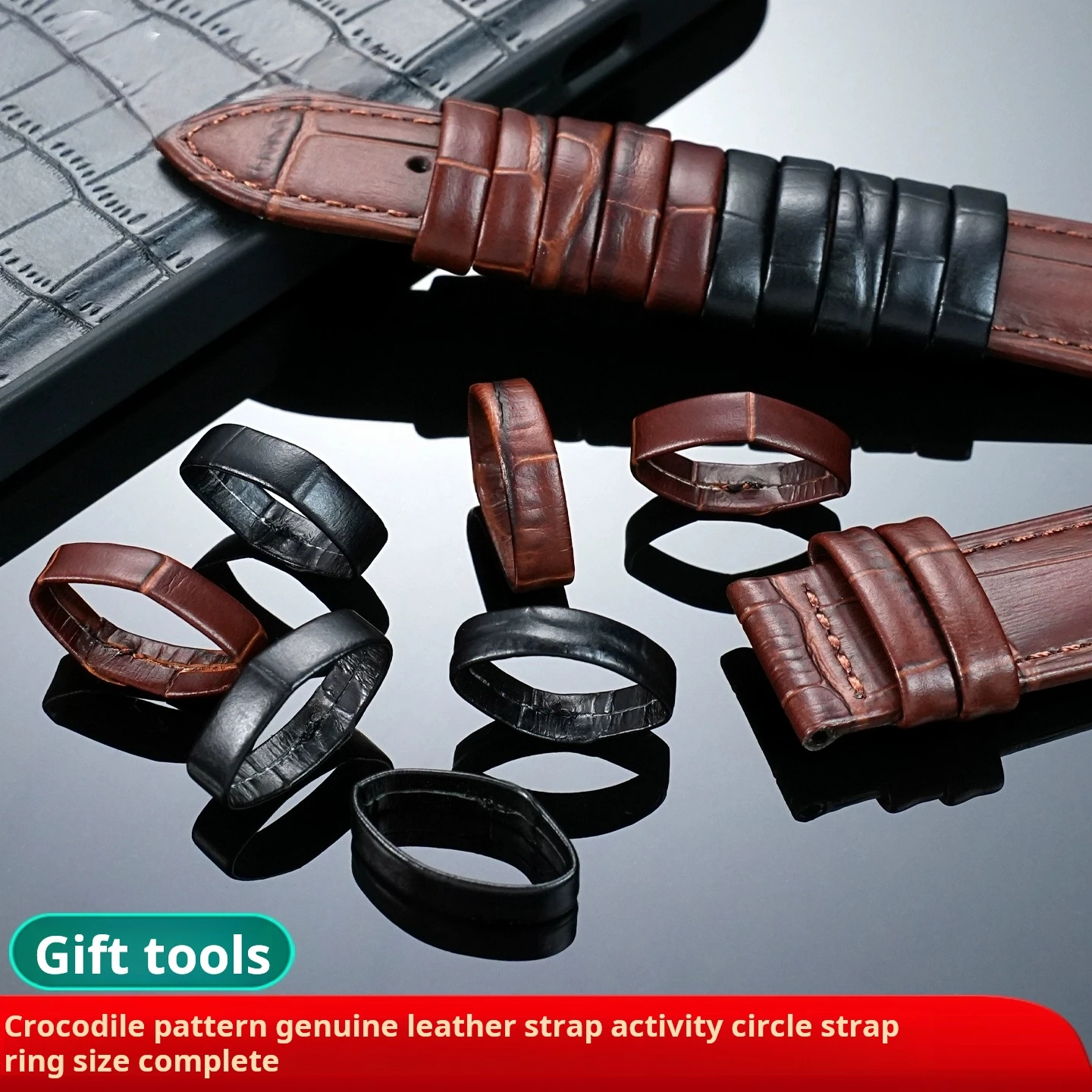 16 18 20 22 24mm Genuine Leather Watch band Keeper Ring Hoop Loop Watch Strap Buckle Retainer Replacement Black Brown Accessorie