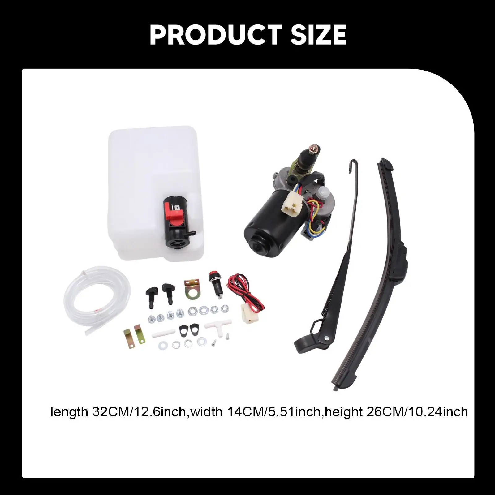 

UTV Electric Windshield Wiper Assembly Complete Kit 12V Motor Blade Arm Water Hose for Car