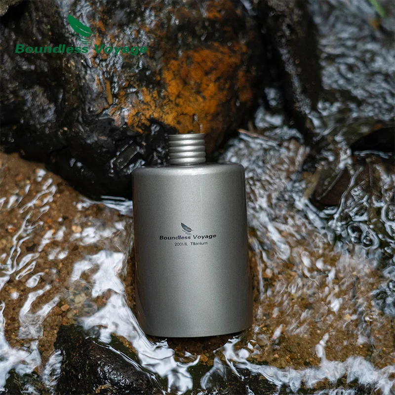Boundless Voyage 200ml Titanium Pocket Flagon Camping Przenośna butelka na alkohol Napój Sportowy Outdoor Hip Flask Piknik Butelka na wino — zdjęcie 5