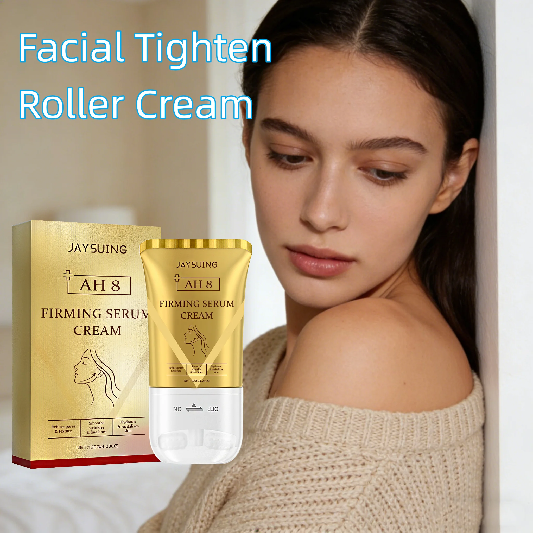 JAYSUING Facial Tighten Roller Cream Hydrate Reduce Fine Lines Quick Absorption Brighten Skin Wh-ite Korea Facial Nourish Cream