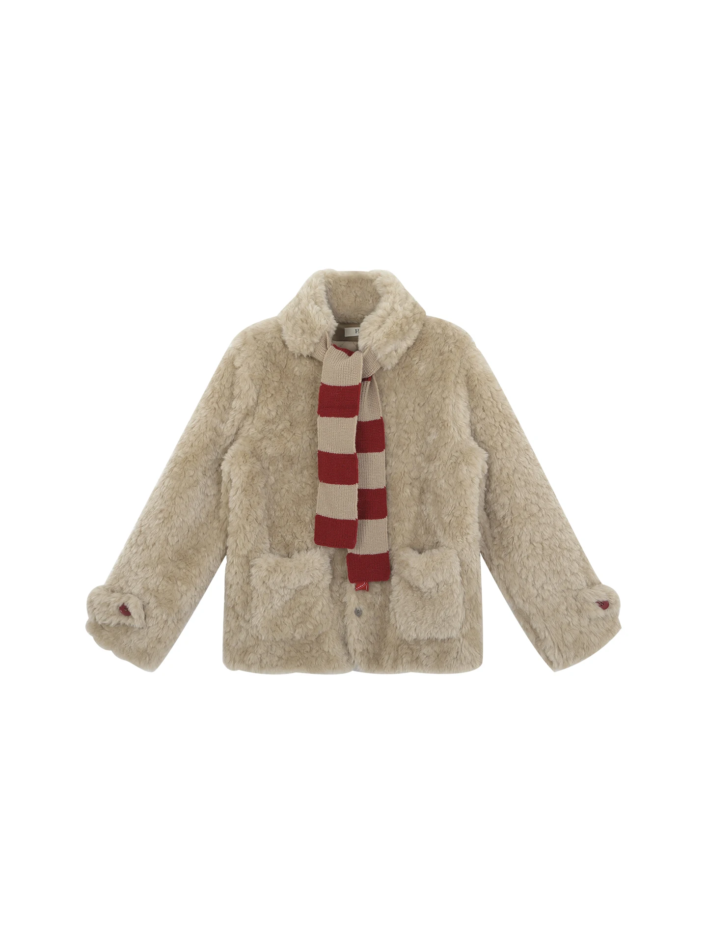 Red Celebri Lamb Fur Jaet Women's Winter New Cotton Coat Super Warm Cotton Clothes Polyester Fiber Straight Cut Sle