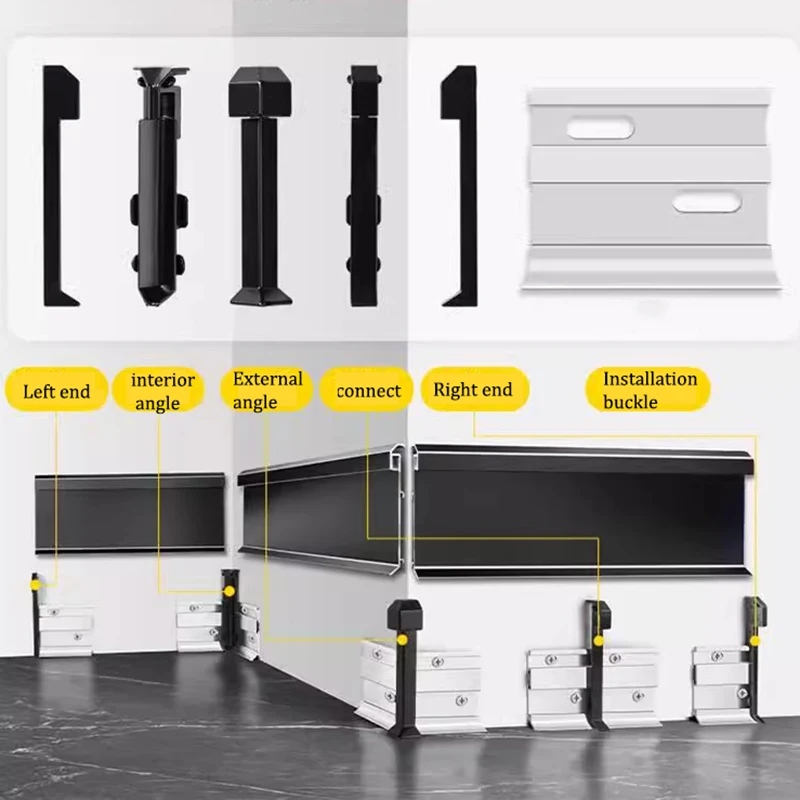 Montowane na powierzchni podstawa przypodłogowa profil aluminiowy Led podświetlenia listwa podłogowego w przejściu narożnik ścienny salonu