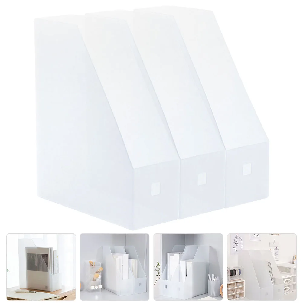 

3pcs File Document Holder Rack Folder Storage Box Office Accessories Desktop Organizer Magazine Stand Plastic Rack For School