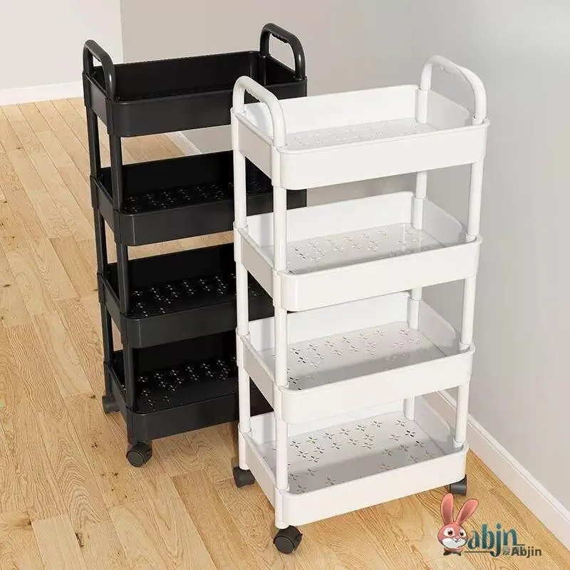 Mobile Toilet Storage Rack with Wheels Multi-Layer Snack Organizer Floor-Standing Living Room Home Storage Shelf
