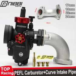 NIBBI PE 17mm19mm24mm Flange Carburetor with Jets CNC Intake Elbow Manifold Set 2T 4T PitBike ATV Yamaha Motorcycle Accessories