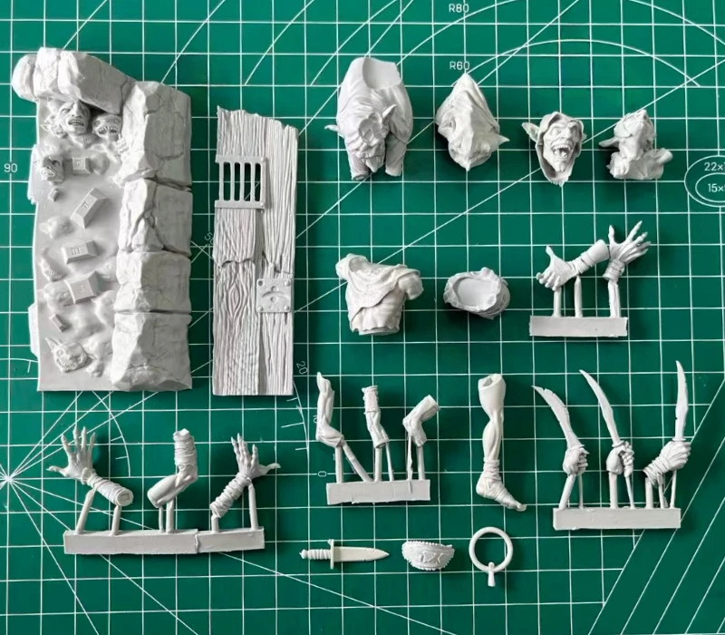Maßstab 1:24, 100 mm Druckguss-Harzfigur, Modellbausatz, Dungeon Goblins, Hobby, Miniaturspielzeug, unmontiert, unbemalt, DIY-Diorama