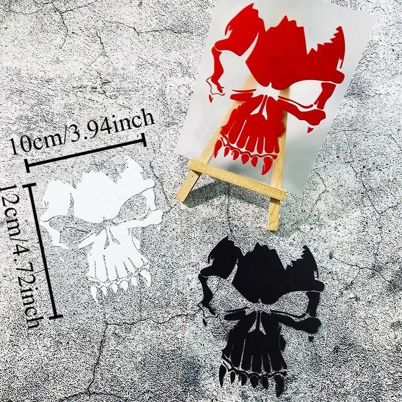 1 PIECE Gothic Viking Skull Decal, Waterproof Laser Gradient Vinyl Sticker, Suitable for Car, Motorcycle, Skateboard Decoration