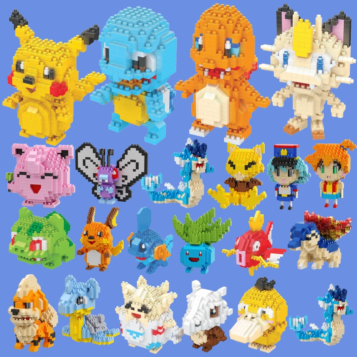 Blocos de Montar Divertidos de Pokémon, 61 Estilos, Bonecos de Anime Picachu, Charizard, Blastoise, Bulbasaur, Gengar, Brinquedos para Crianças