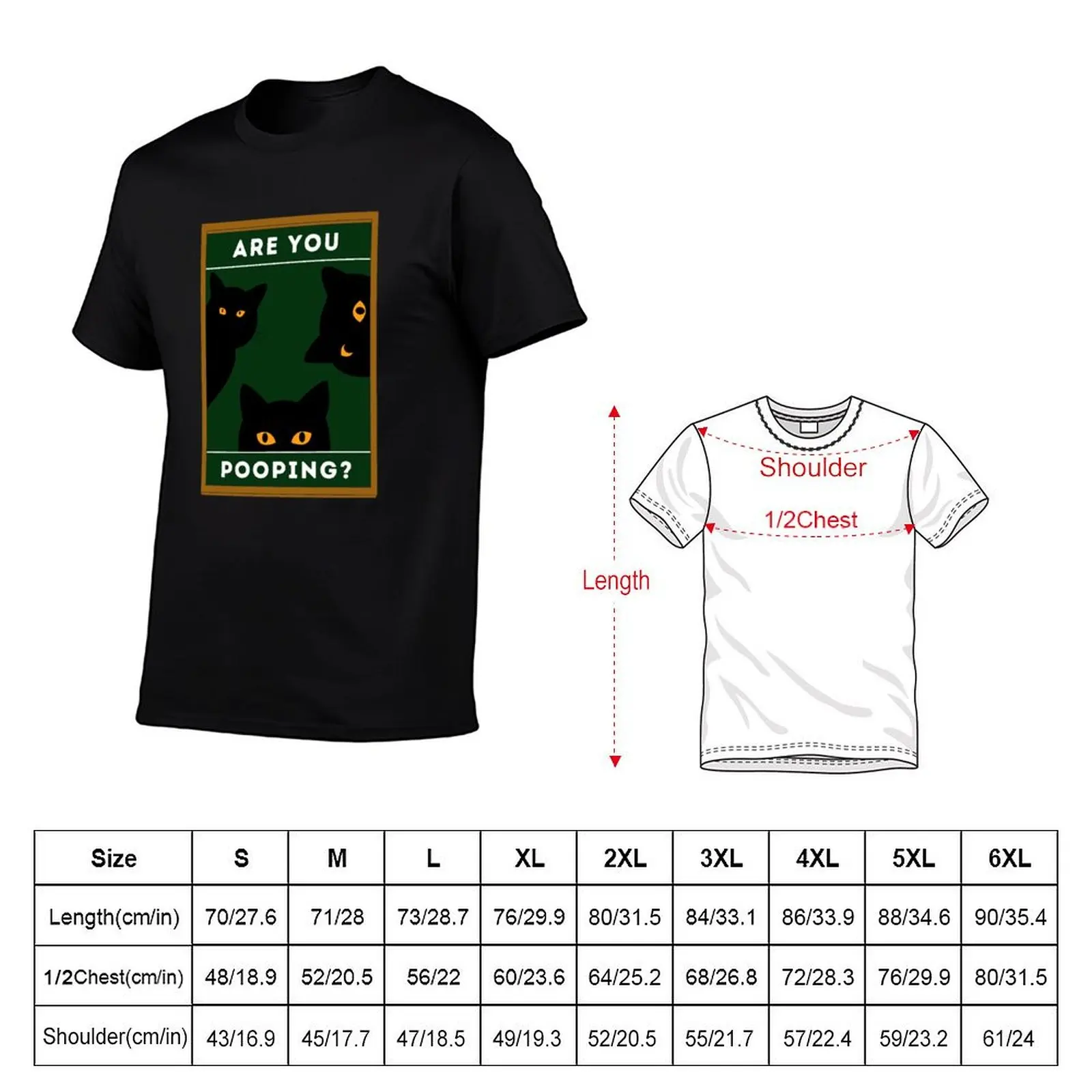 Three Black Cats - Are You Pooping? T-Shirt Simple Casual Short Sleeve Cotton T-Shirt