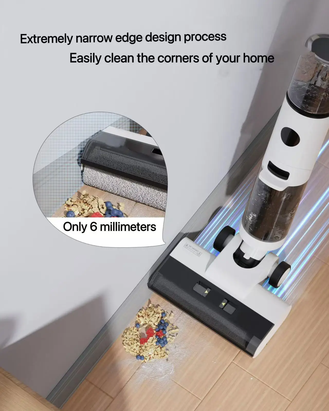 أعلى بيع BLDC موتور الرطب/الجاف مكنسة كهربائية 30s التنظيف الذاتي للمنزل 6 مللي متر حافة ضيقة لفندق سجادة غرفة معيشة بنقرة واحدة