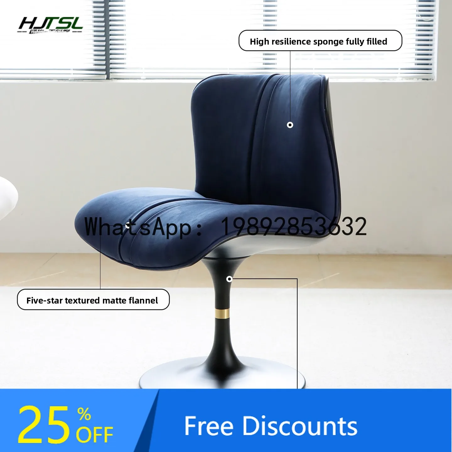 YFY Italian Minimalist Matte Fabric Rotatable Dining Chair Light Luxury Designer Home Backrest Chair Marilyn