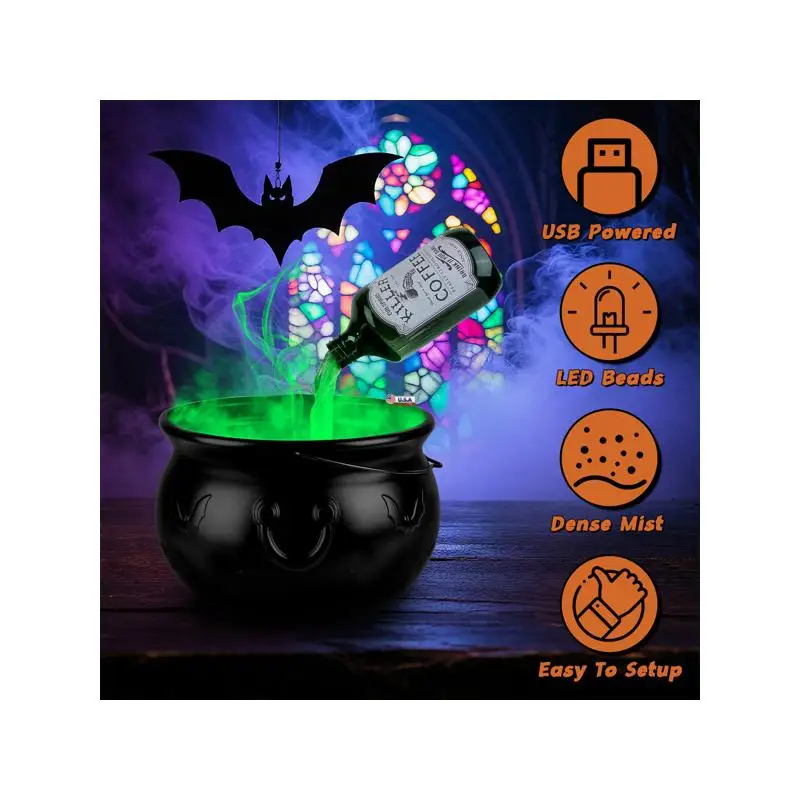 

Halloween Floating Potion Bottle Decor - 2-in-1 USB-Powered Mist Maker & LED Lights, Waterproof with Splash Guard, Ideal for