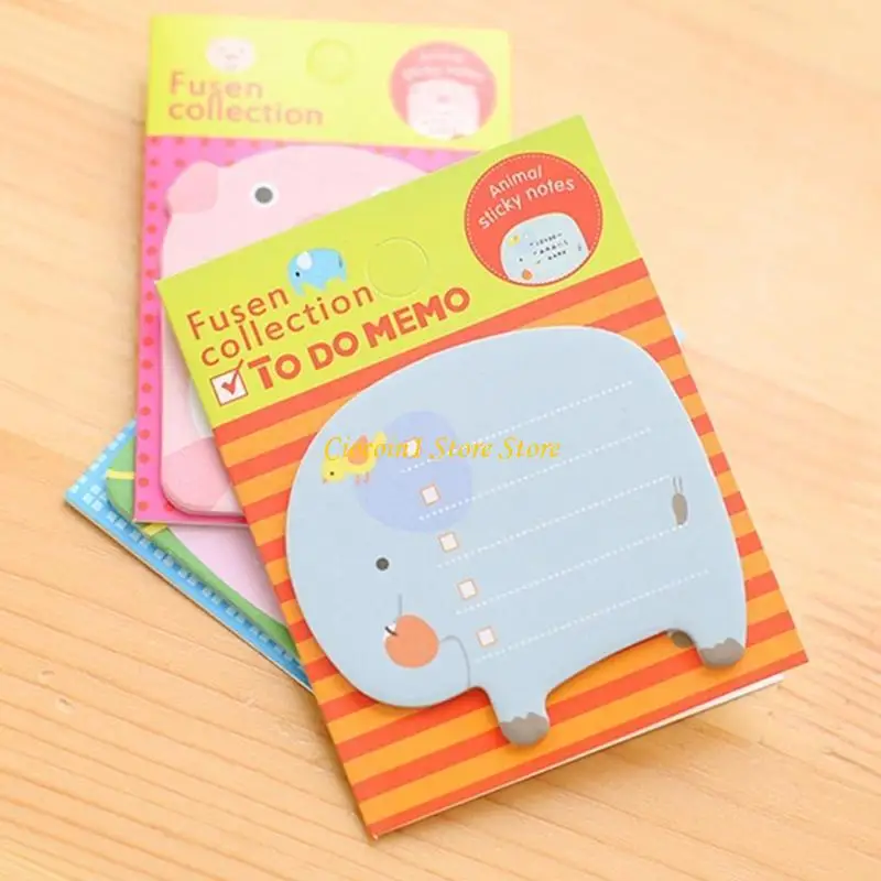 A3PC 10 PCS Lovely Stickier Motos Pad Cartoon Animal Stickier Note Note Note Pad para escuela