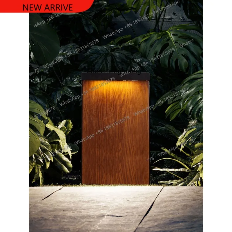 Outdoor solar lawn light waterproof courtyard aisle light outdoor modern simple villa garden wood grain grass light