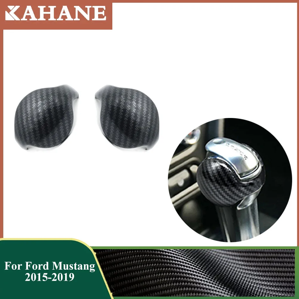 

For Ford Mustang 2015 2016 2017 2018 2019 Gear Shift Knob Head Cover Trim Car Interior Accessories ABS Carbon Fiber Stickers