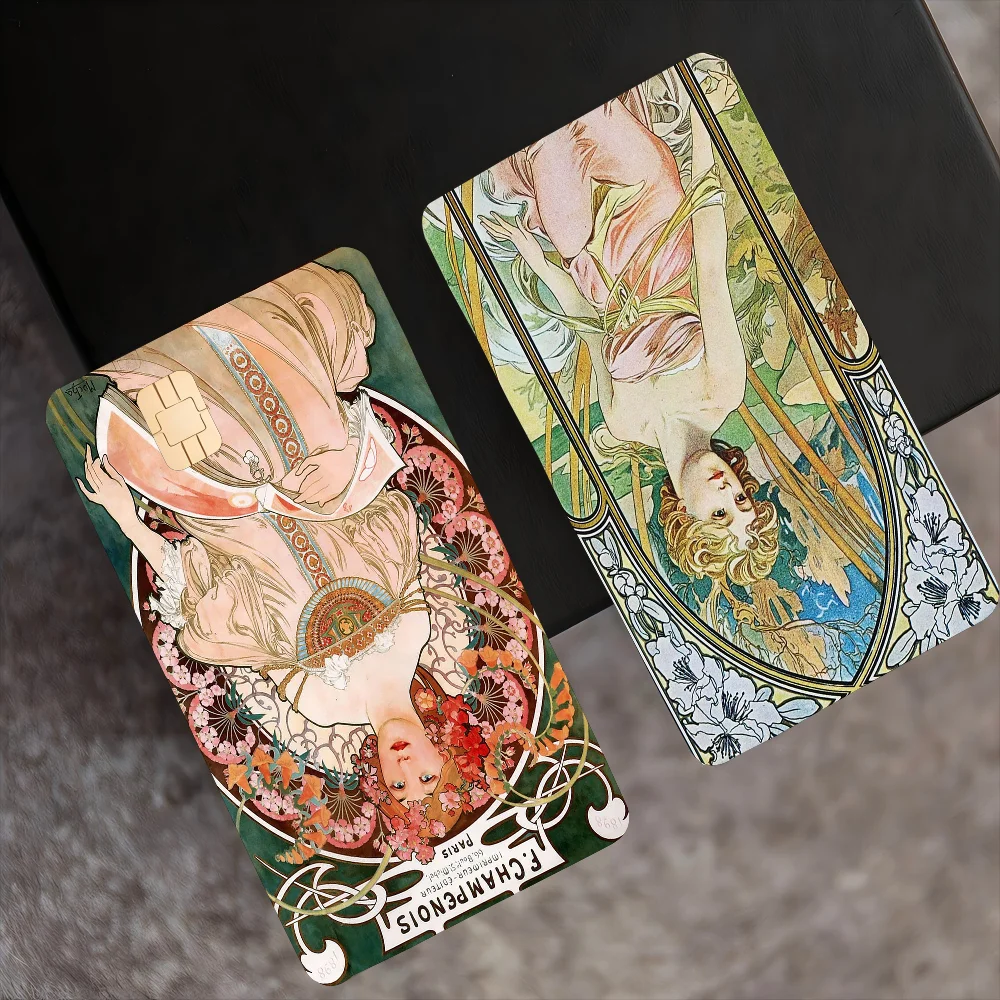 Alphonse Mucha Art Anmie Sticker Film Skin Cover für Kreditkarte Debit Bankkarte Front