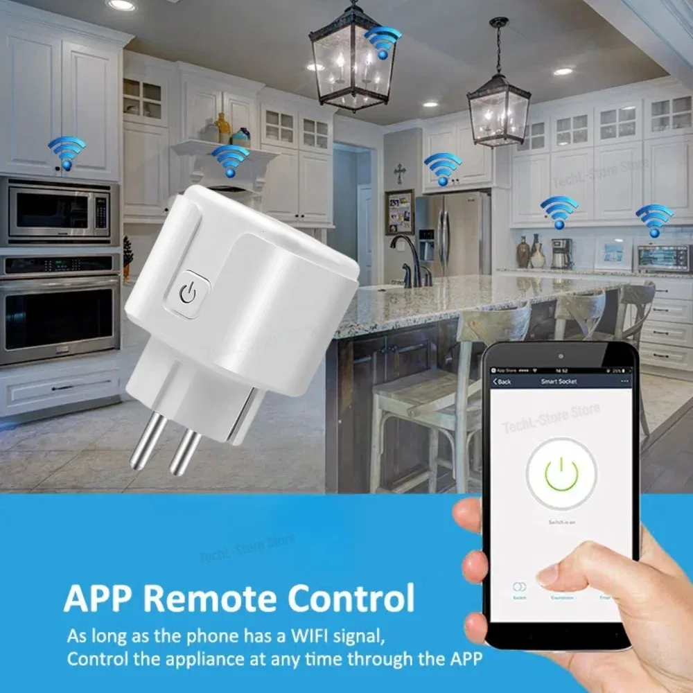 Tuya WiFi 433mhz RF Smart Socket 16A EU Plug with Power Monitoring 1000 Meters Remote ON OFF Smart Outlet For Alexa Google Home