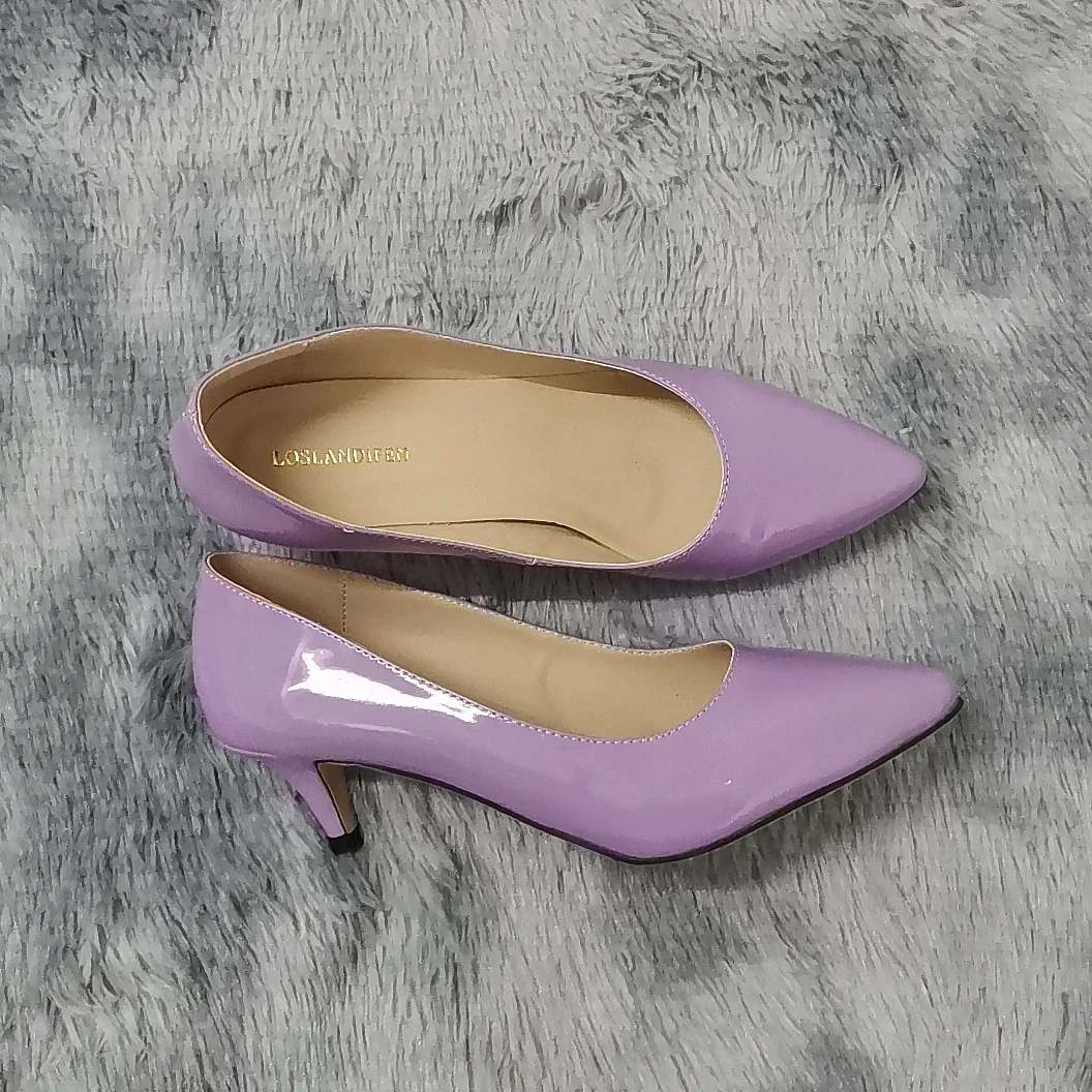 LOSLANDIFEN-zapatos de tacón alto de 5cm para mujer, calzado clásico, Sexy, con punta estrecha, para vestido de boda