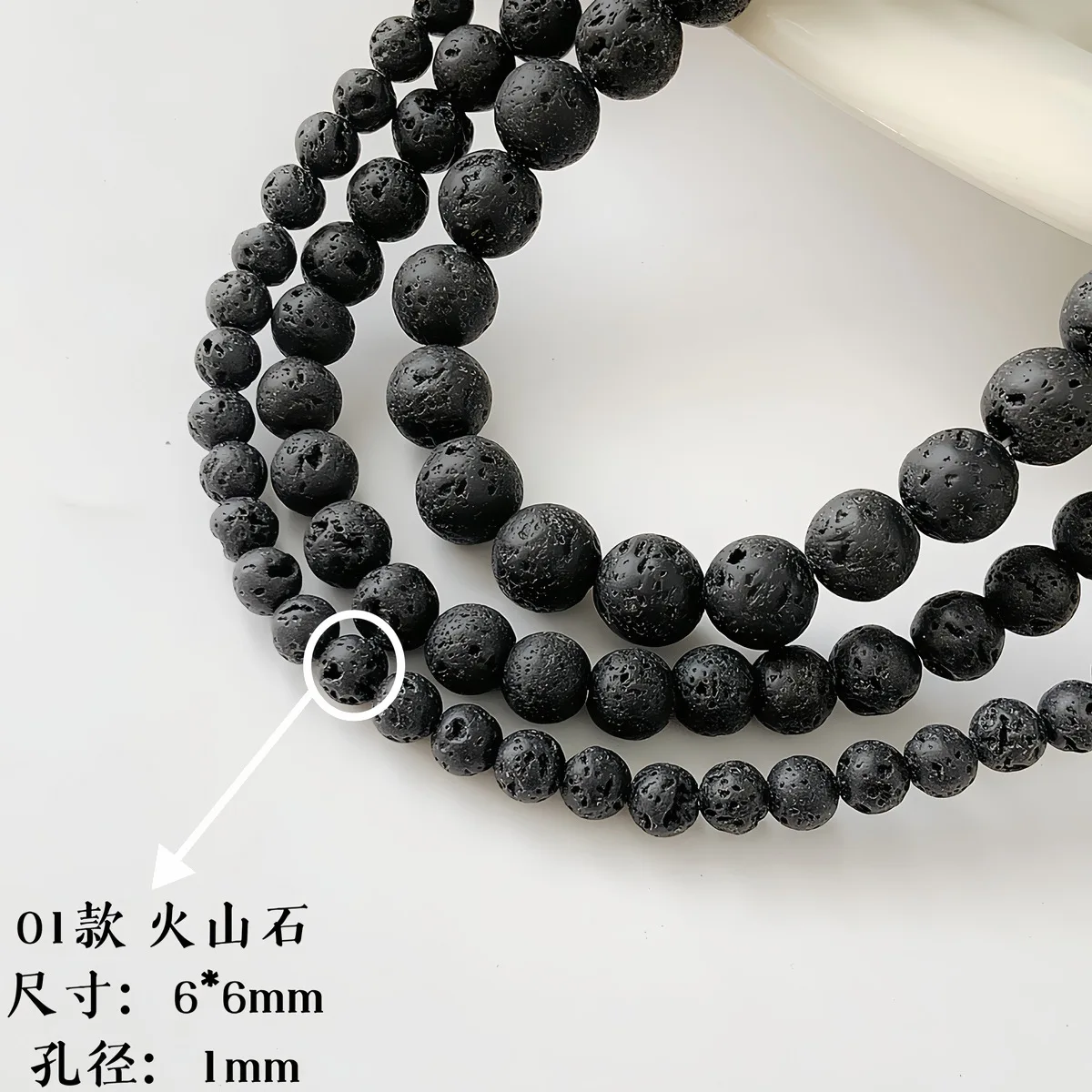 100 قطعة 6/8/10 مللي متر الحجر البركاني الطبيعي النقي الخرز المستديرة سلسلة سوداء حبة Diy بها بنفسك الرجعية الإكسسوارات سوار قلادة المواد